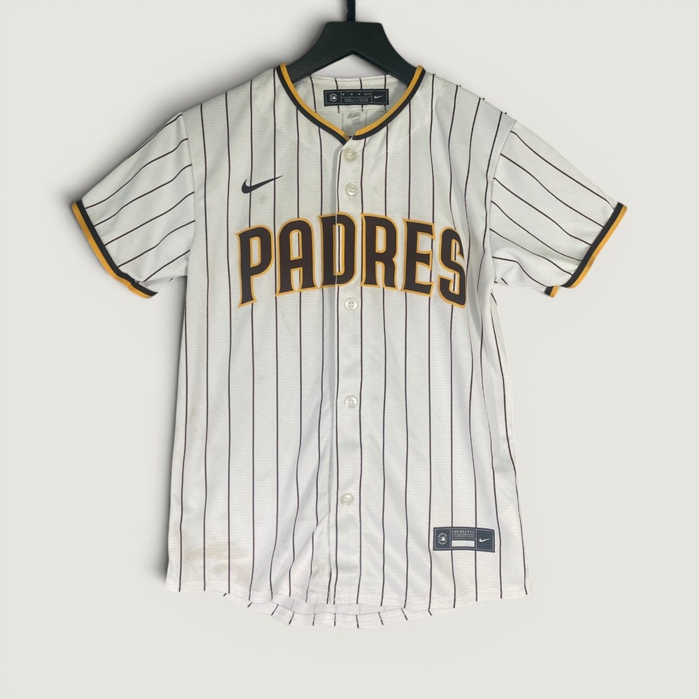Nike Padres Fernando Tatis Jr 23 Youth M White Pinstripe MLB Jersey